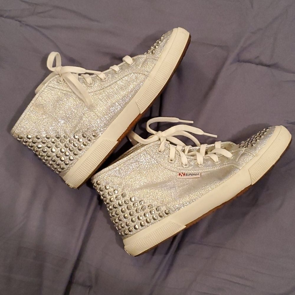 Superga metallic silver studded hi-tops - Picture 9 of 13